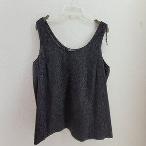 VTG Onyx Nite by Wendye Chaitin Top Womens Plus 1X Charcoal Black Dressy